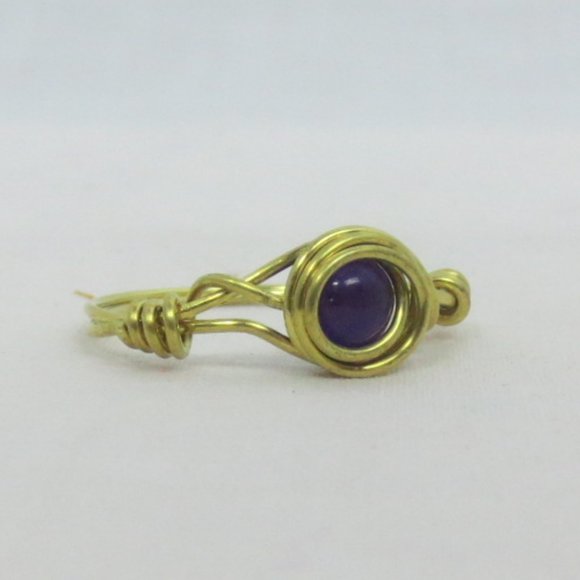 New Brass Wrapped Amethyst Hand Crafted Ring - Picture 1 of 9